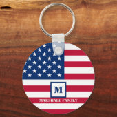 Porte-clés Drapeau américain Customisé Monogramme 4 juillet (Recto)
