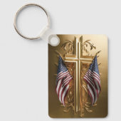 Porte-clés Drapeau américain dans la Croix d'Or #7 (Recto)
