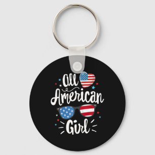 Porte-clés Drapeau américain de filles 4 juillet