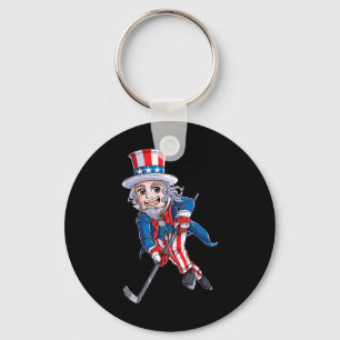 Porte-clés Drapeau américain de hockey 4 juillet Enfants garç