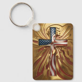 Porte-clés Drapeau américain de la Croix d'or #5 (Recto)