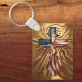 Porte-clés Drapeau américain de la Croix d'or #5 (Recto)