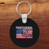 Porte-clés Drapeau Américain Drôle Pêche Rétro Mas Profession (Recto)