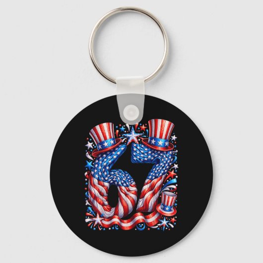 Porte-clés Drapeau américain festif 67 Meme Usa (Recto)