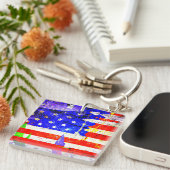 Porte-clés Drapeau américain Grunge (Devant Droit)