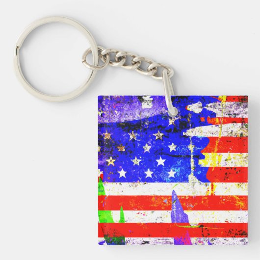 Porte-clés Drapeau américain Grunge (Devant)