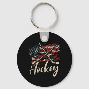 Porte-clés Drapeau Américain Hockey 4 Juillet Sport Patriotiq