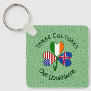 Porte-clés Drapeau Américain Irlandais Islandais Trèfle Perso