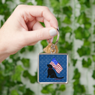 Porte-clés drapeau américain Labrador noir patriot