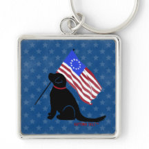 Porte-clés drapeau américain Labrador noir patriot