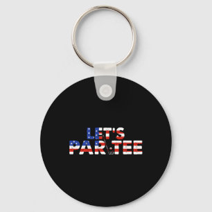 Porte-clés Drapeau américain Let's Par Tee Party Golf Funny 4