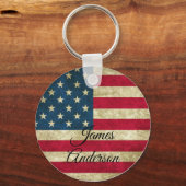 Porte-clés Drapeau américain Monogramme Patriotique (Recto)