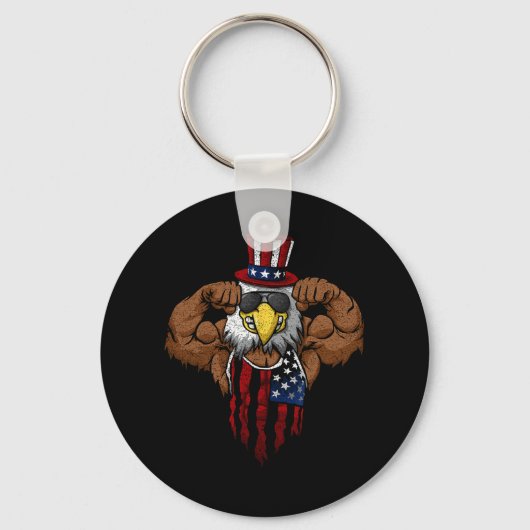 Porte-clés Drapeau Américain Musclé Squat Dabbing Flexion Onc (Recto)