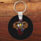 Porte-clés Drapeau Américain Musclé Squat Dabbing Flexion Onc (Recto)