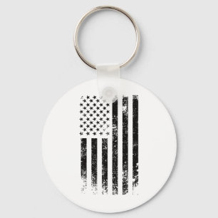 Porte-clés Drapeau américain noir patriotique Usa en détresse