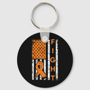 Porte-clés Drapeau américain Orange Ribbon Leukemia Awar
