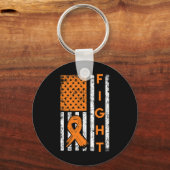 Porte-clés Drapeau américain Orange Ribbon Leukemia Awar (Recto)