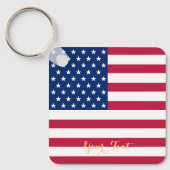 Porte-clés Drapeau américain Patriotique Faux Or Monogramme (Recto)