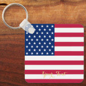 Porte-clés Drapeau américain Patriotique Faux Or Monogramme (Recto)