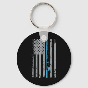 Porte-clés Drapeau américain Pêche Vintage T Shirt Tren
