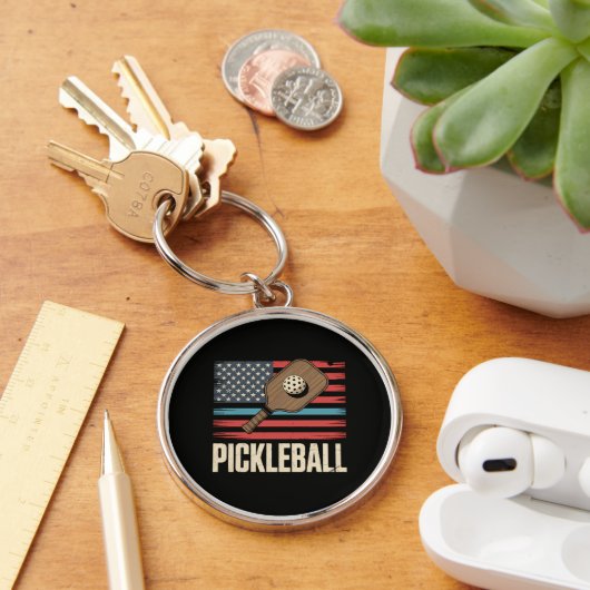 Porte-clés Drapeau américain Pickleball (Bureau)