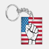 Porte-clés Drapeau américain| Poing levant (Devant gauche)