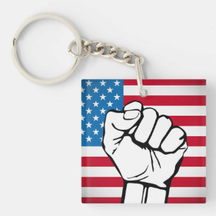 Porte-clés Drapeau américain  Poing levant