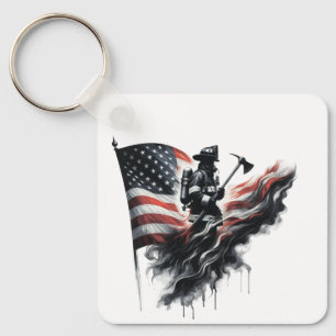 Porte-clés Drapeau américain. Pompier