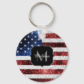 Porte-clés Drapeau américain rouge blanc brillant parties sci (Verso)