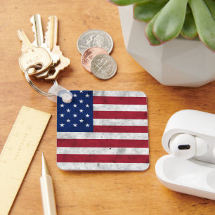 Porte-clés drapeau américain rouge vintage bleu Amérique patr