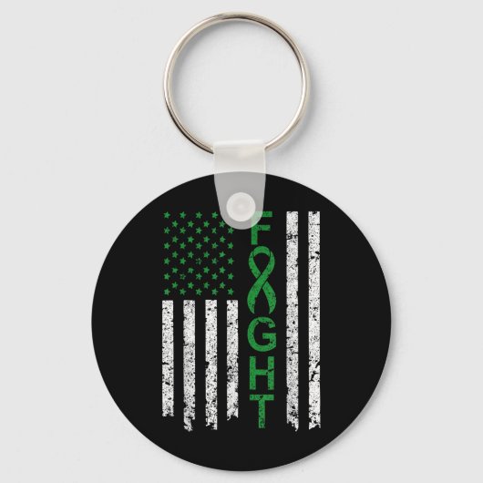 Porte-clés Drapeau américain ruban vert santé mentale combat  (Recto)