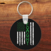 Porte-clés Drapeau américain ruban vert santé mentale combat  (Recto)