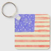 Porte-clés Drapeau américain rustique aquarelle (Recto)