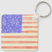 Porte-clés Drapeau américain rustique aquarelle (Dos)