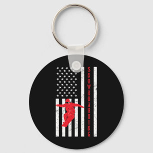 Porte-clés Drapeau Américain Snowboard Usa Hiver Patriotique