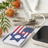 Porte-clés Drapeau américain Stand With Israel (Devant droit)