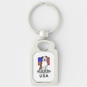 Porte-clés Drapeau américain Taureau (lb brindle blanc 3)