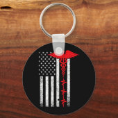 Porte-clés Drapeau américain Thin Red Line infirmière (Recto)