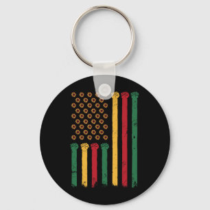 Porte-clés Drapeau américain Tournesol Junetten Blm noir Hist