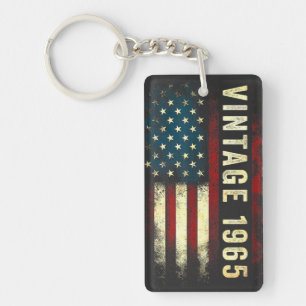Porte-clés Drapeau américain vintage 1965 60 ans 60e annivers