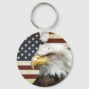 Porte-clés Drapeau américain vintage avec aigle américain