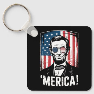 Porte-clés Drapeau américain vintage Lincoln Merica 4 juillet