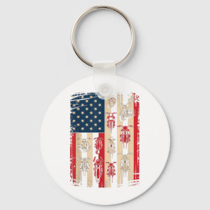 Porte-clés Drapeau américain vintage moto biker Usa 4 juillet