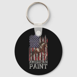 Porte-clés Drapeau américain vintage Paint Horse Lover2