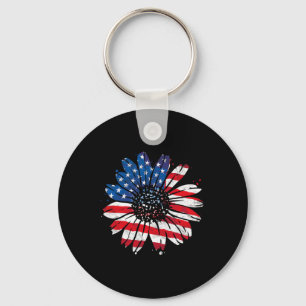 Porte-clés Drapeau Américain Vintage Tournesol Heureux 4ème D