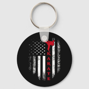 Porte-clés Drapeau américain vintage USA rouge blanc karaté