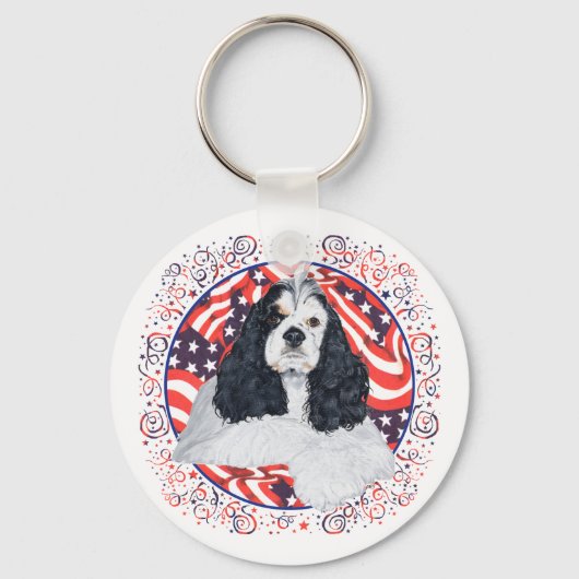 Porte-clés Drapeau American Cocker Spaniel (Recto)