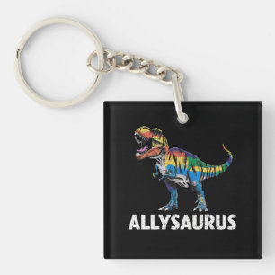 Porte-clés Drapeau arc-en-ciel de dinosaure LGBT Allysaurus A