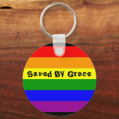 Porte-clés drapeau arc-en-ciel, sauvé par grâce (Recto)