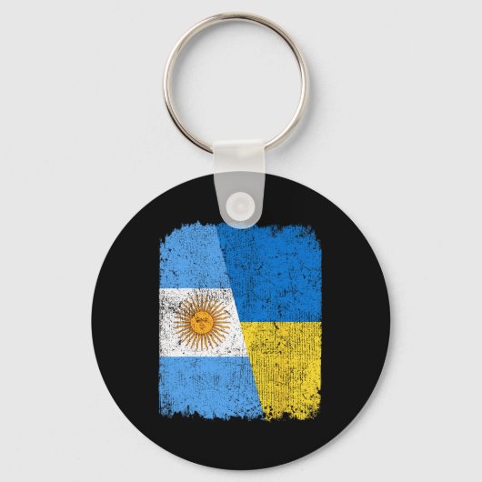 Porte-clés Drapeau Argentin Ukrainien Moitié Moitié Fierté Hé (Recto)